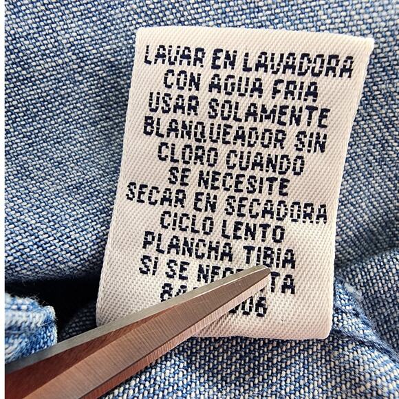 Vintage Cabin Creek Top Womens L Blue Denim Embroidered Button Up Short Sleeve - Picture 10 of 13